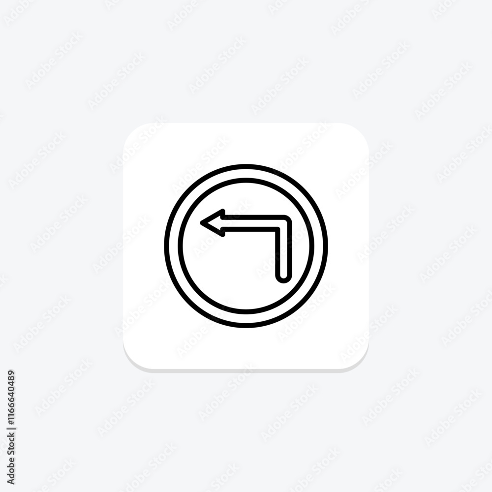 Turn Left Sign line icon , vector, pixel perfect, illustrator file Turn Left Sign line icon , vector, pixel perfect, illustrator file