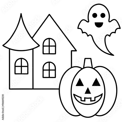 Halloween Icons: Pumpkins, Ghosts, and Haunted House Symbols photo