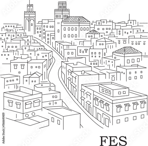 Fes City Line Draw Simple Minimalist 