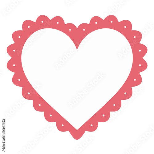 A cute, scalloped heart shape in a soft coral color, perfect for romantic designs, crafts, or decorations.