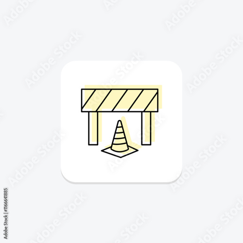 Road Construction Sign color shadow thinline icon , vector, pixel perfect, illustrator file