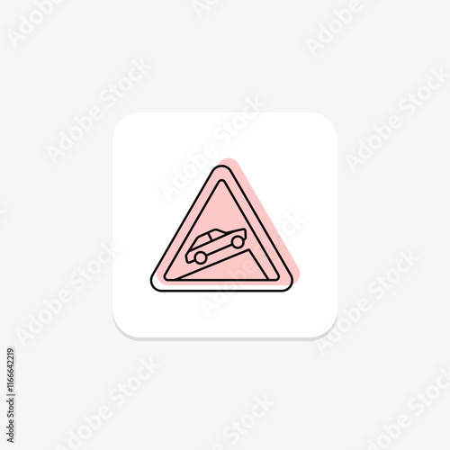 Steep Upwards color shadow thinline icon , vector, pixel perfect, illustrator file