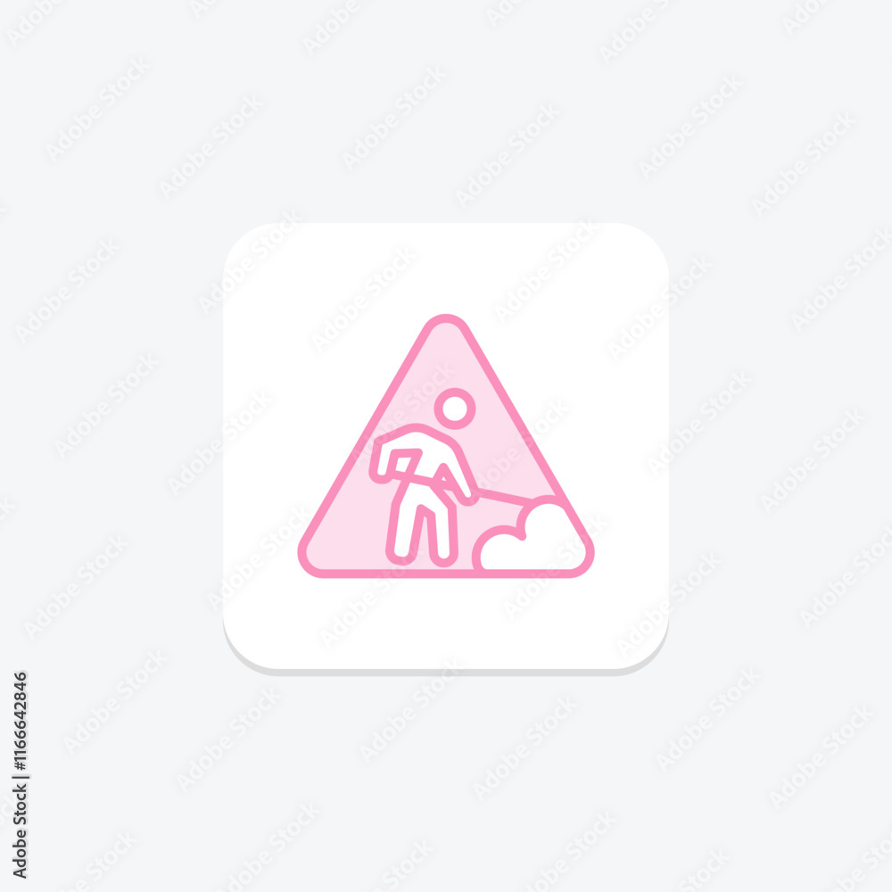 Roadworks Sign duotone line icon , vector, pixel perfect, illustrator file Roadworks Sign duotone line icon , vector, pixel perfect, illustrator file