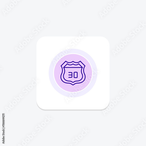 Interstate Highway Sign color circle icon , vector, pixel perfect, illustrator file