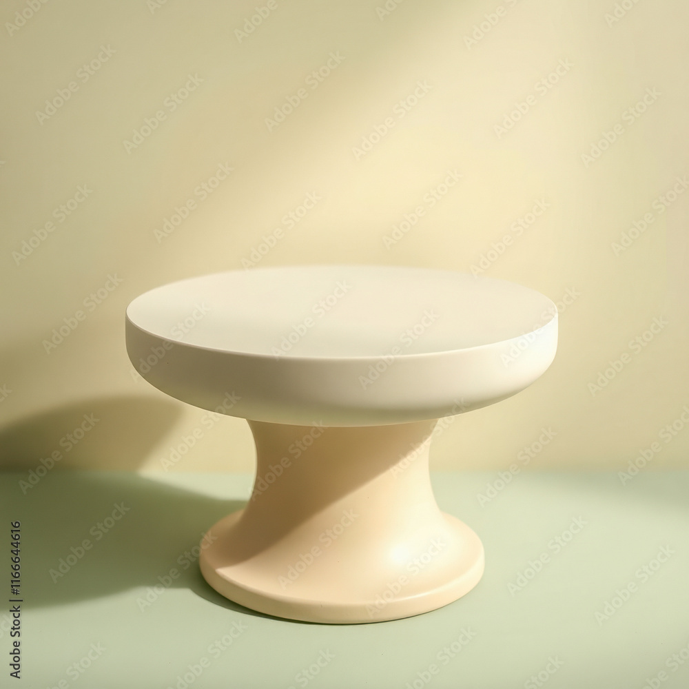 smooth round pedestal on a pale-green surface smooth round pedestal on a pale-green surface