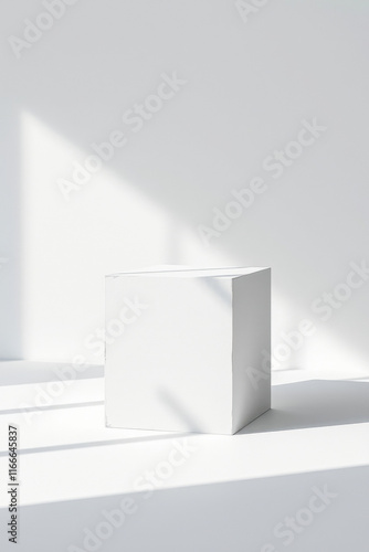 single white cube a bright room