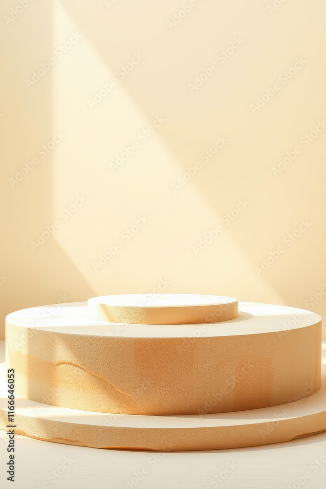 layered beige circular display stand layered beige circular display stand