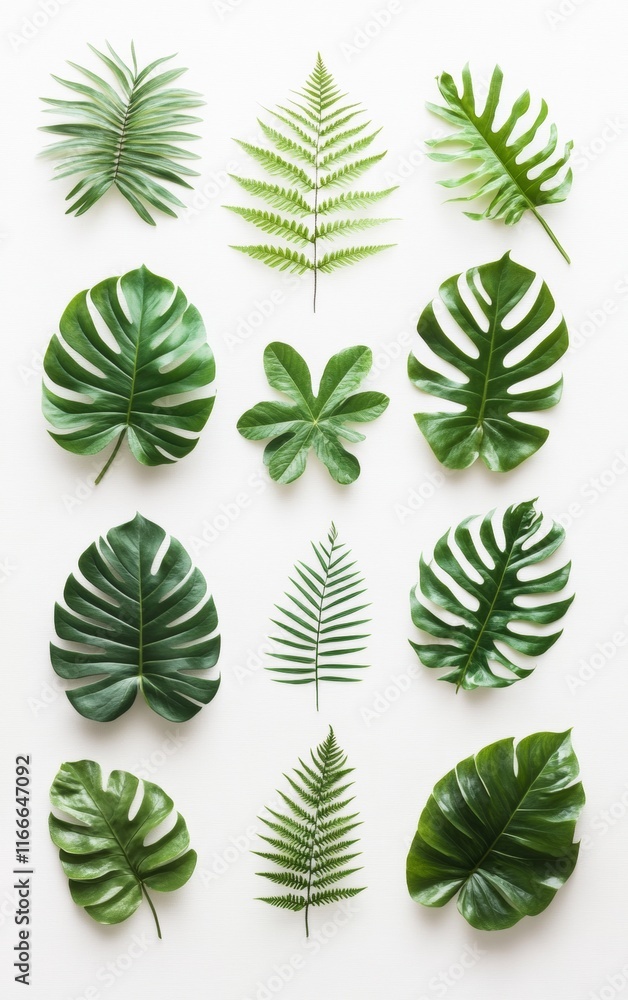 Symmetrical Botanical Flat-Lay with Tropical Leaves for Easter, Thanksgiving, and Christmas Symmetrical Botanical Flat-Lay with Tropical Leaves for Easter, Thanksgiving, and Christmas