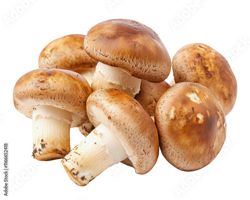 Isolated Brown Button Mushrooms Pile