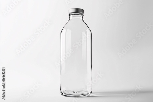 Wallpaper Mural Elegant glass water bottle mockup on a pristine white background, ideal for branding and product showcases, emphasizing its sleek design and clarity. Torontodigital.ca