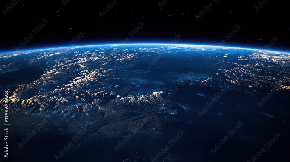 Obraz premium view from space, dark blue gradient