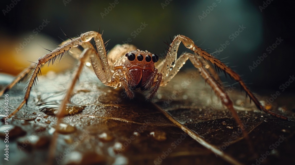 Spider on leaf close-up Spider on leaf close-up