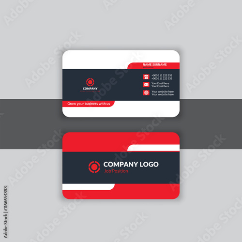 Modern Business Card with Two Sides Card. Company and private visiting card vector template.