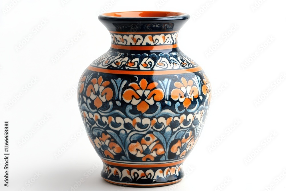 Beautifully decorated pottery vase featuring intricate floral patterns in vibrant colors Beautifully decorated pottery vase featuring intricate floral patterns in vibrant colors