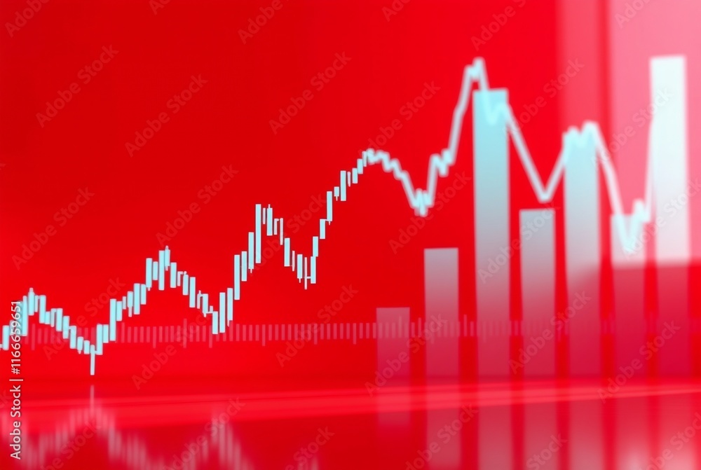 Fototapeta premium Dynamic Stock Market Trend Graph with Red Background