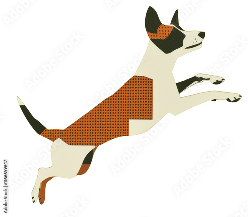 PNG Dog retro paper collage illustration abstract design. photo