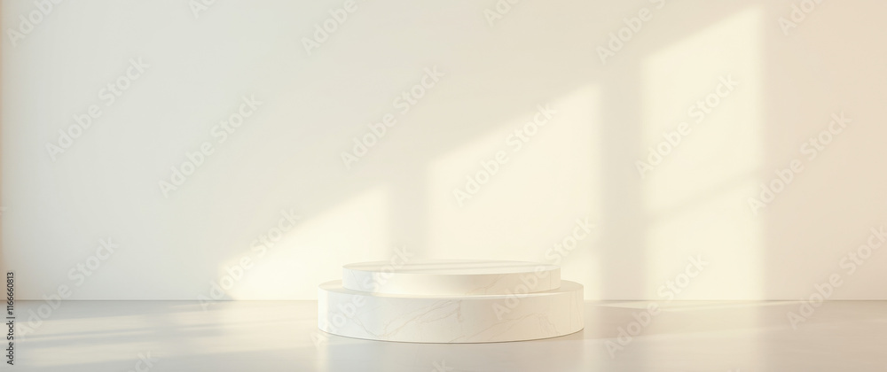 two-tiered round platforms provide a minimalist product display two-tiered round platforms provide a minimalist product display