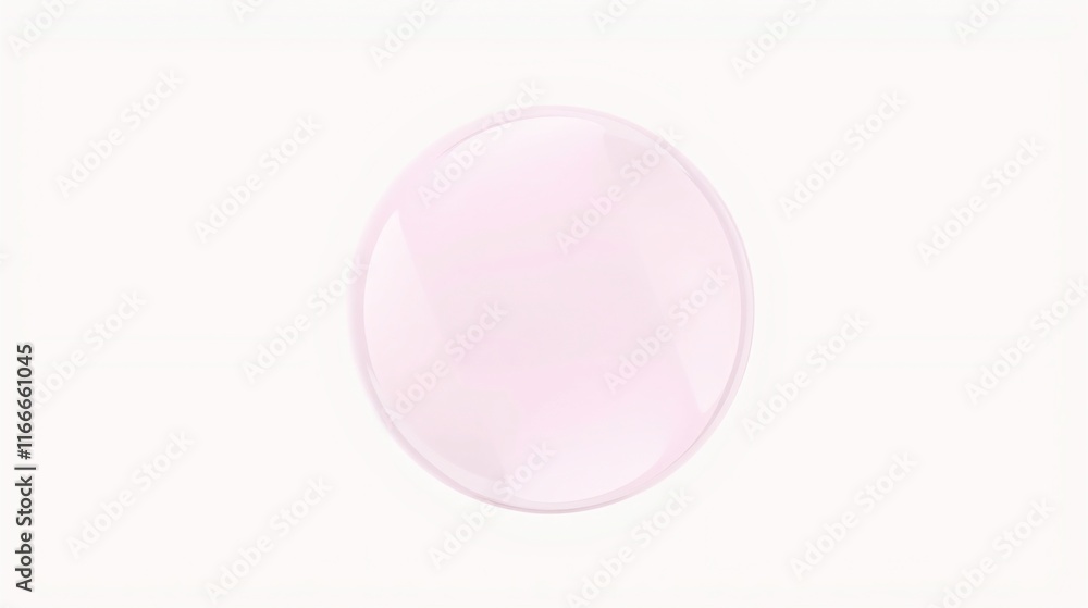 Fotografie Translucent Pink Glass Circle on a White Background