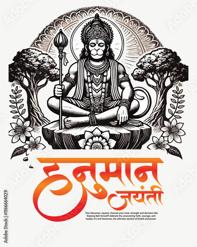 Indian Spiritual God Hanuman Jayanti Bajrang Bali Celebration Social Media Post Template
