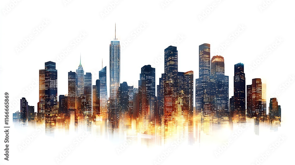 Fototapeta premium Illuminated City Skyline