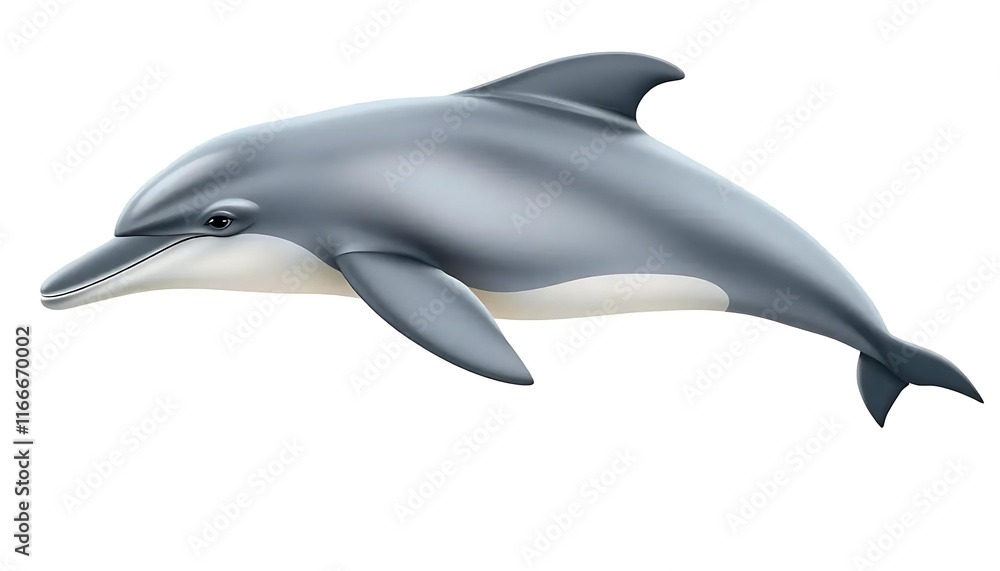 Fototapeta premium A high-quality, detailed illustration of a dolphin in a dynamic leap.