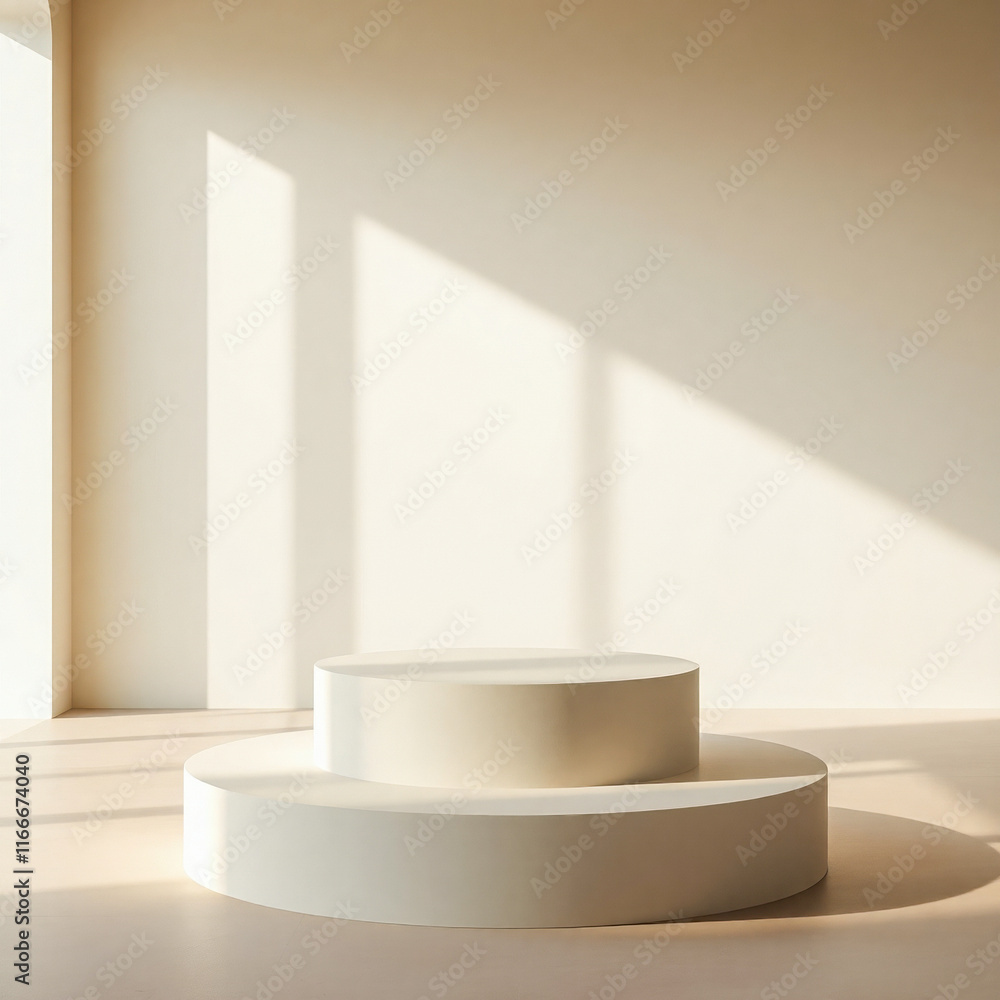 two-tiered round display platforms a minimalist setting two-tiered round display platforms a minimalist setting