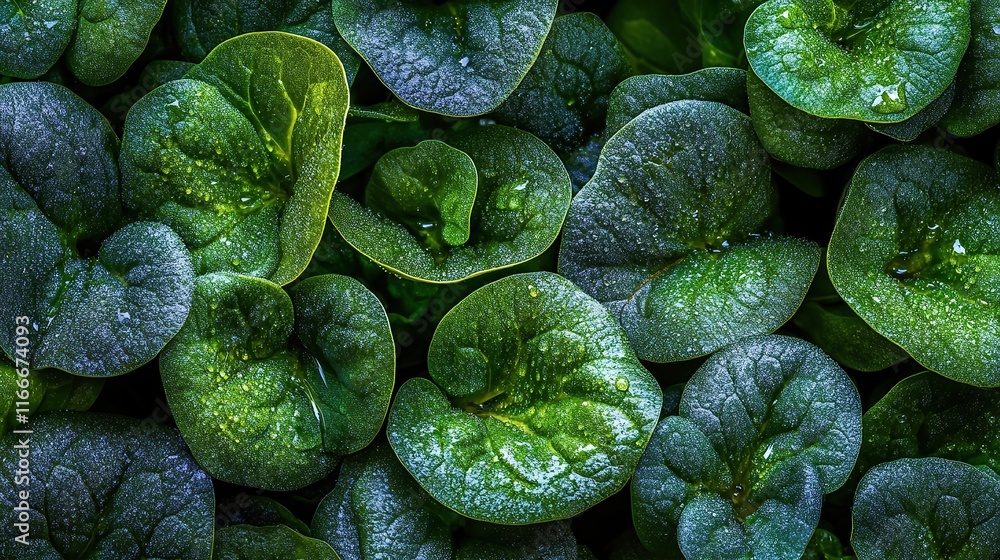 Close-up of badan leaves with water drops. Close-up of badan leaves with water drops.