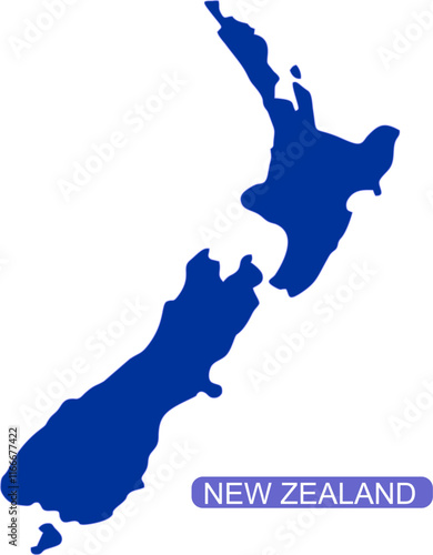 Maps of New Zealand outline in solid color