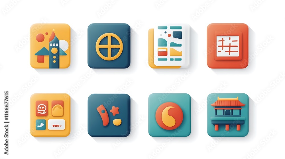 Fototapeta premium Creative graphic icons for design projects digital art modern style