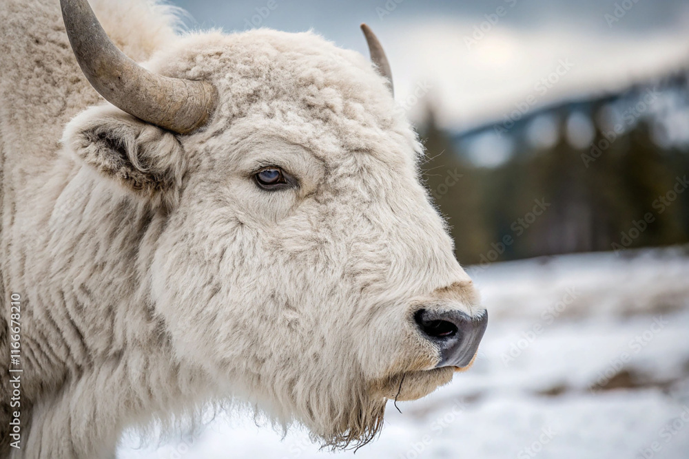 White bison face macro shot. Detailed close up shot portrait of bull nose. Banner for animal welfare. Veterinary care for pets. Pet care, animals concept background, poster, print, design card, flyer White bison face macro shot. Detailed close up shot portrait of bull nose. Banner for animal welfare. Veterinary care for pets. Pet care, animals concept background, poster, print, design card, flyer