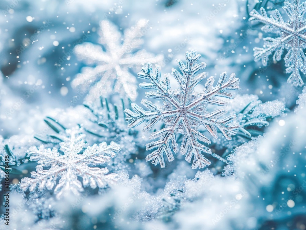 Snowflakes on Tree Branch Snowflakes on Tree Branch