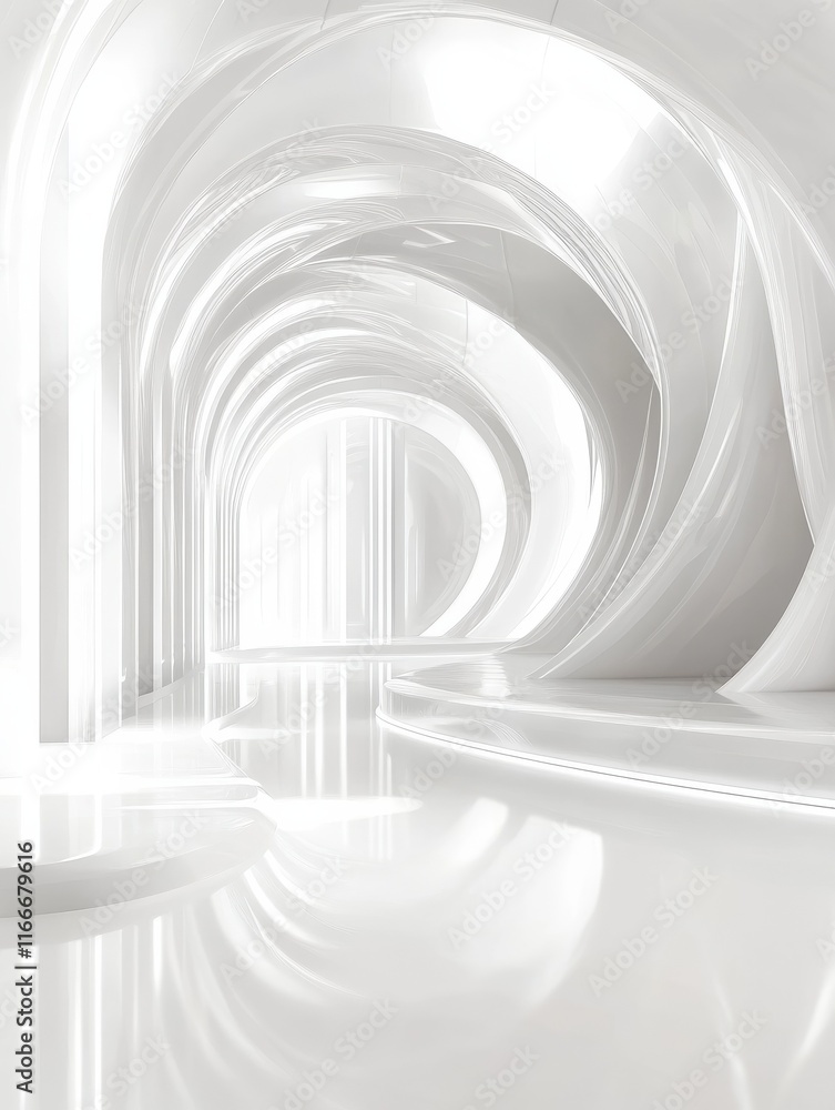 Obraz premium clean white futuristic background illustration modern abstract, technology sleek, space sci clean white futuristic background