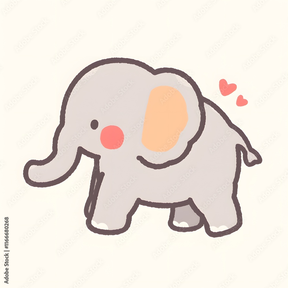 Fototapeta premium Cute elephant character illustration, Generative AI