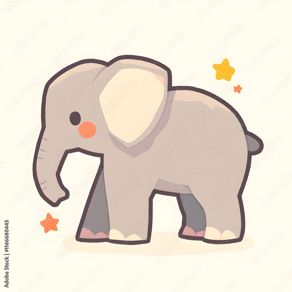 Fototapeta premium Cute elephant character illustration, Generative AI 