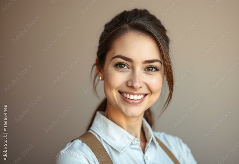 Portrait of a female delivery worker with a professional and approachable expression Portrait of a female delivery worker with a professional and approachable expression