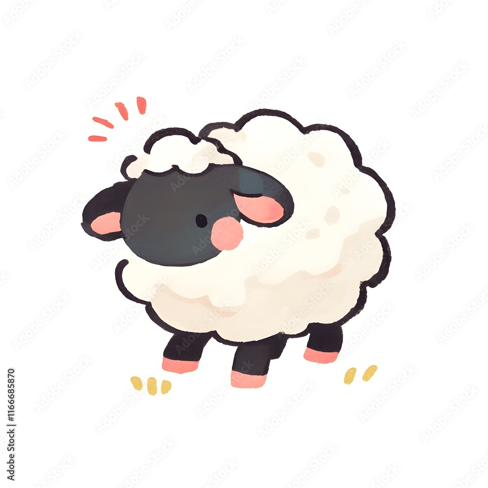 Fluffy sheep character illustration, Generative AI Fluffy sheep character illustration, Generative AI