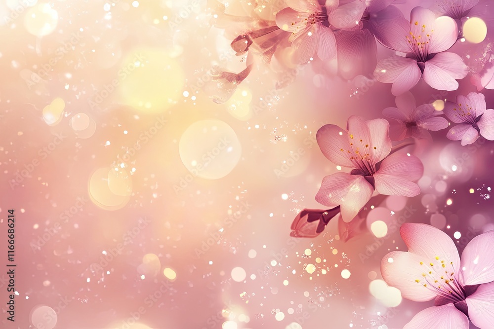 Delicate pink cherry blossoms with falling petals Delicate pink cherry blossoms with falling petals