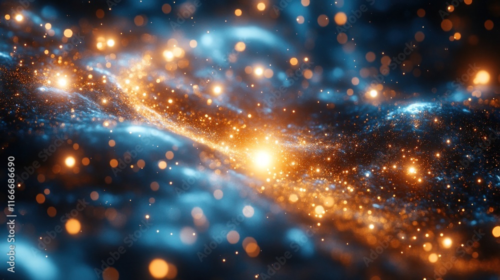 Fototapeta premium Abstract cosmic nebula with glowing particles. (1)