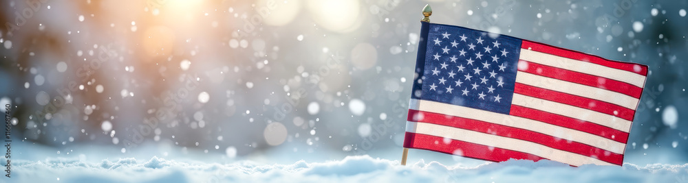 Naklejka premium small flag snowy landscape