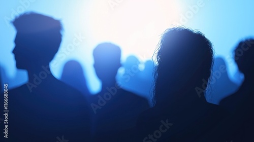 Silhouettes of People at an Outdoor Event, bathed in Sunlight