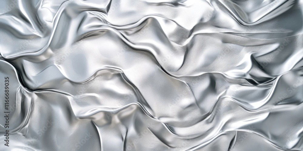 Fototapeta premium Abstract Silver Fabric Drapery: Luxurious Metallic Texture Background