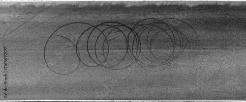 Obraz na płótnie Aerial top view car tire mark from car skid mark, Car tire on asphalt road race track, Texture and background car wheel tire mark on asphalt road w salonie