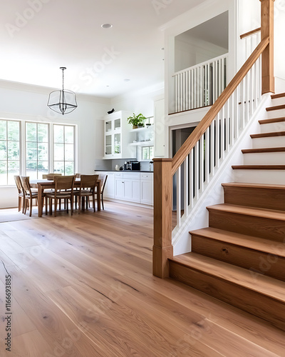 Modern Farmhouse Interior Design: Stunning Hardwood Floors and Elegant Staircase