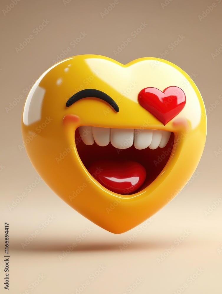 Fototapeta premium smiley face with heart. In love emoji. Png