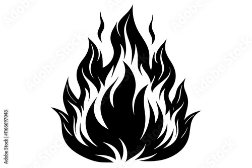 flame and fire black icon silhouette vector, Fire flame icon 