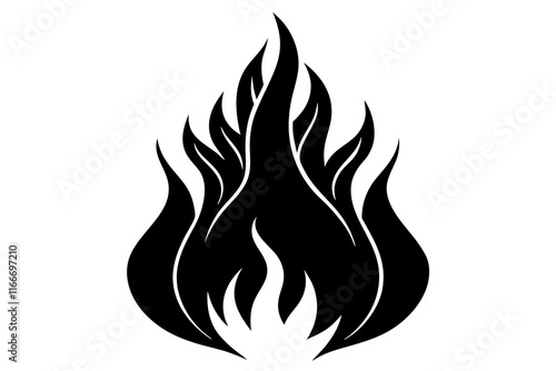 flame and fire black icon silhouette vector, Fire flame icon 