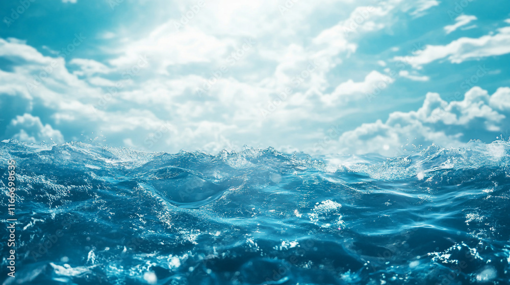 Fototapeta premium Celebrate the majesty of the oceans with this breathtaking image featuring colorful coral reefs, marine creatures, and shimmering waves