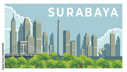 Surabaya city background landscape
