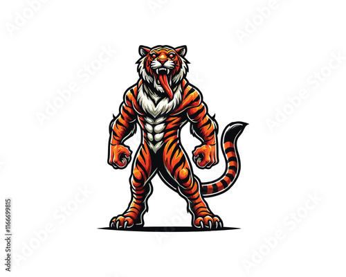 Crazy Tiger mascot logo design vector template. Tiger icon mascot vector illustration.