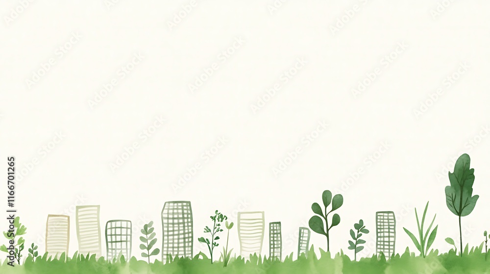 Urban skyline blending with lush greenery creating a harmonious cityscape Urban skyline blending with lush greenery creating a harmonious cityscape
